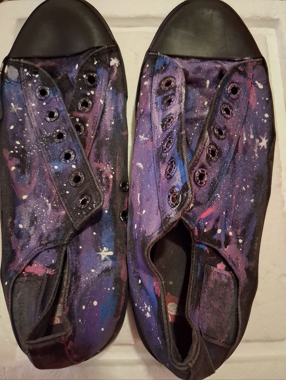 hand-painted Levi's canvas sneakers, Galaxy Theme, Unknown Size, No Shoe Strings